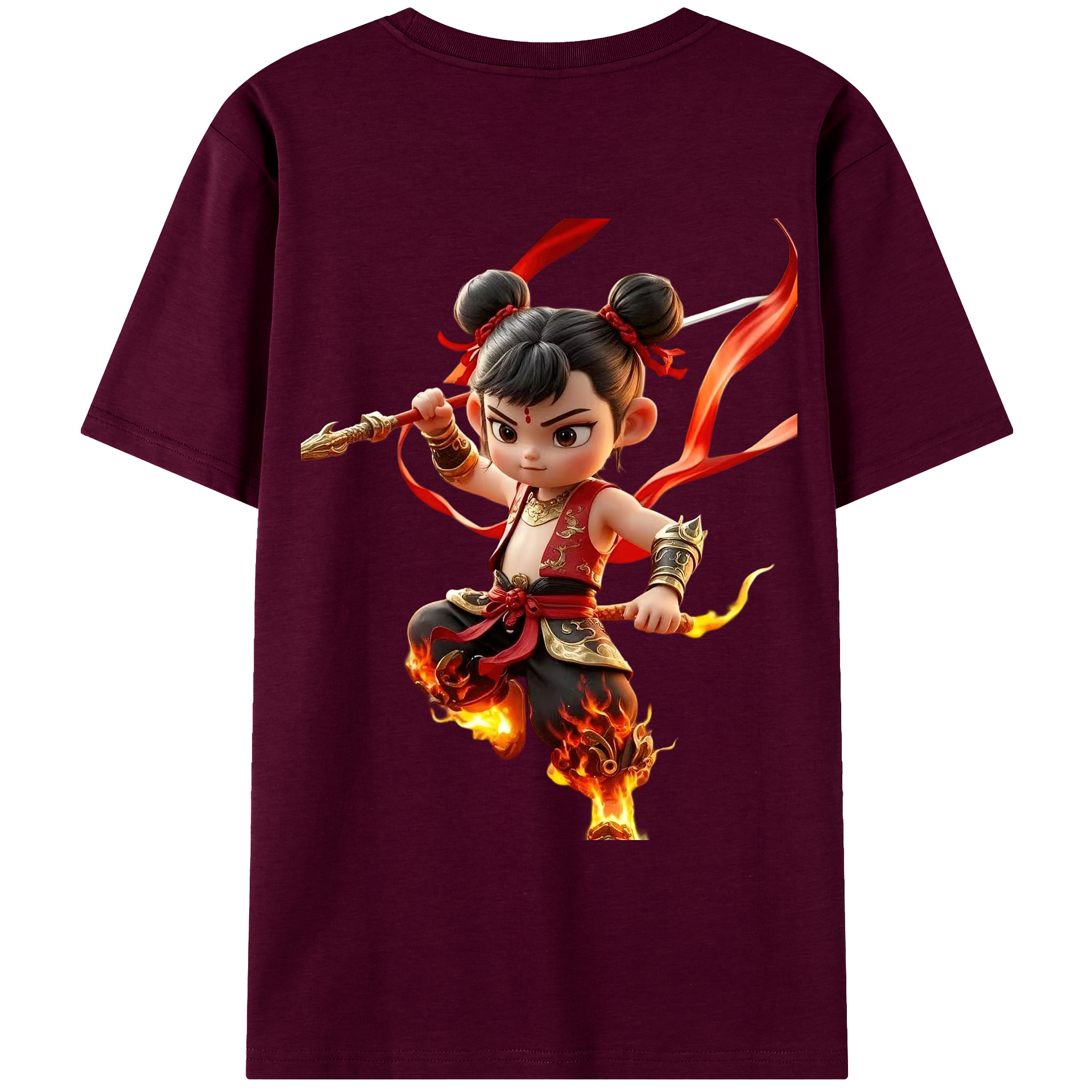 （画像用） Ne Zha 2 ナタ 魔童の大暴れ レディース半袖Tシャツ(バックプリント)
